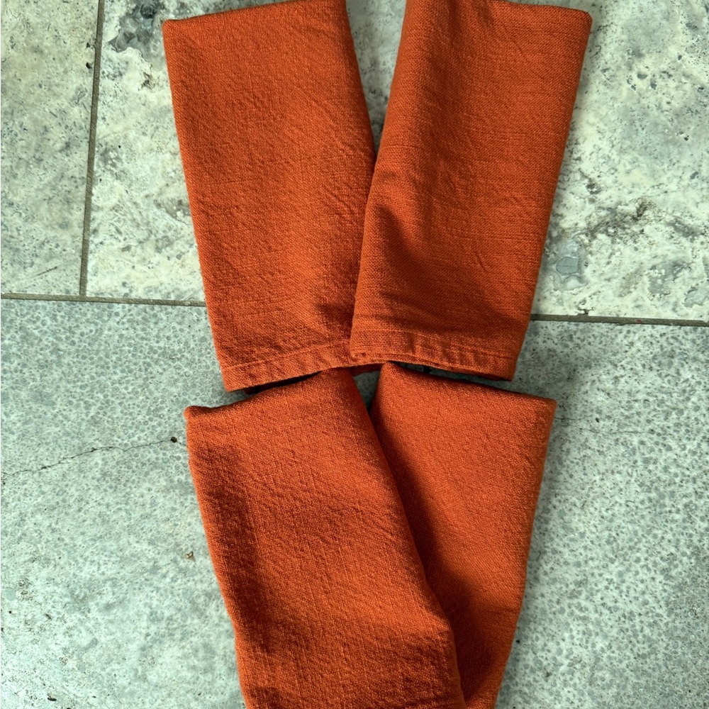 RACHEL ASHWELL The Prairie NAPKINS (4) ORANGE 18 X 18 100% COTTON